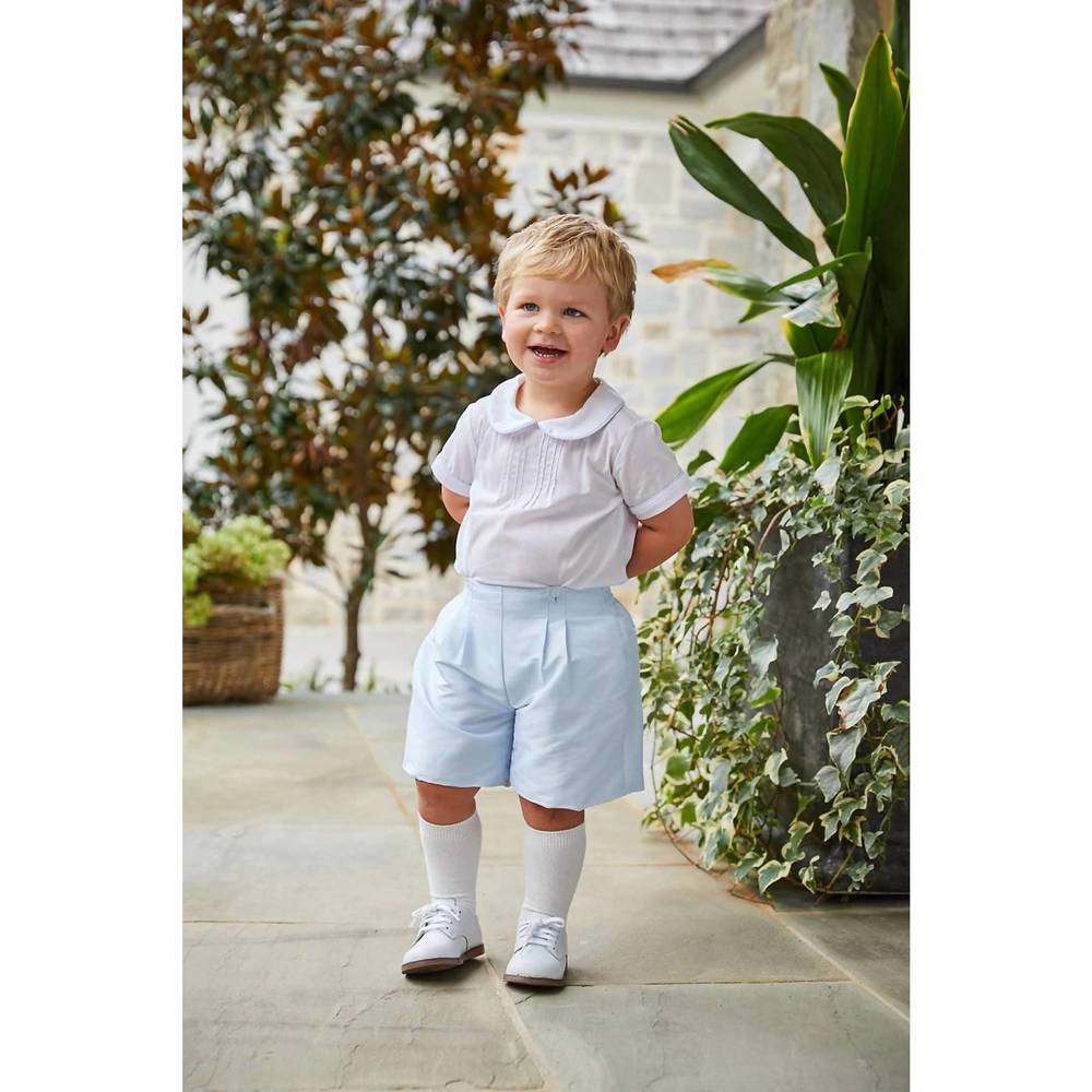 NEW LITTLE ENGLISH kid's classic wedding button on short set in light blue - Picture 3 of 3